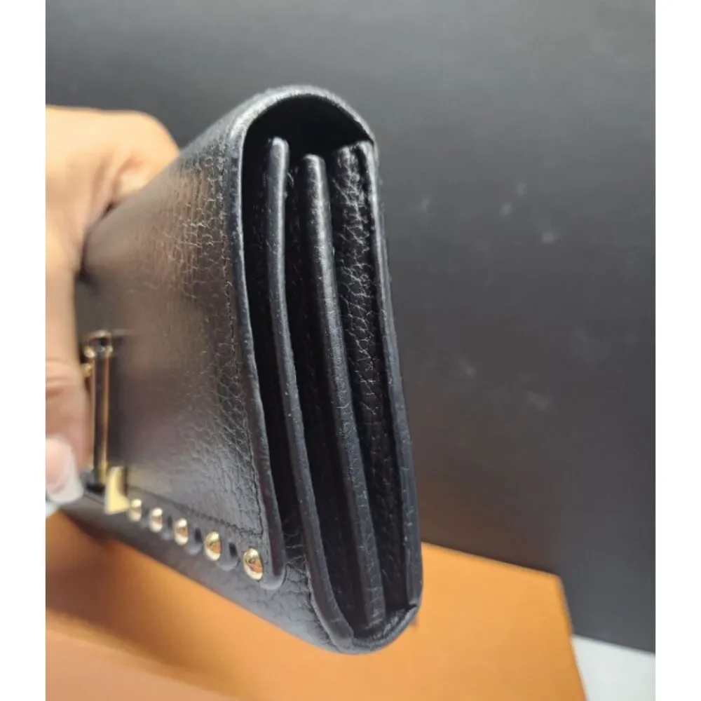 Louis Vuitton Capucines Studded Taurillon Leather Long Wallet Black/Gold LV Logo